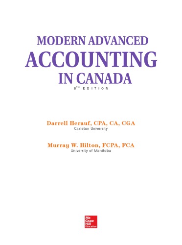 Modern advanced accounting in Canada (8th edition)