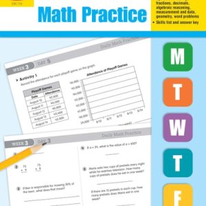 Evan-Moor Daily Math Practice, Grade 5, Homeschool & Classroom Workbook, Multiplication, Division, Decimals, Word Problems, Factors, Geometry, Measurement, Data, Fractions, Reproducible Worksheets (Teacher’s Edition)